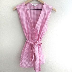 Beachlunchlounge Pink White Wrap Gingham Top